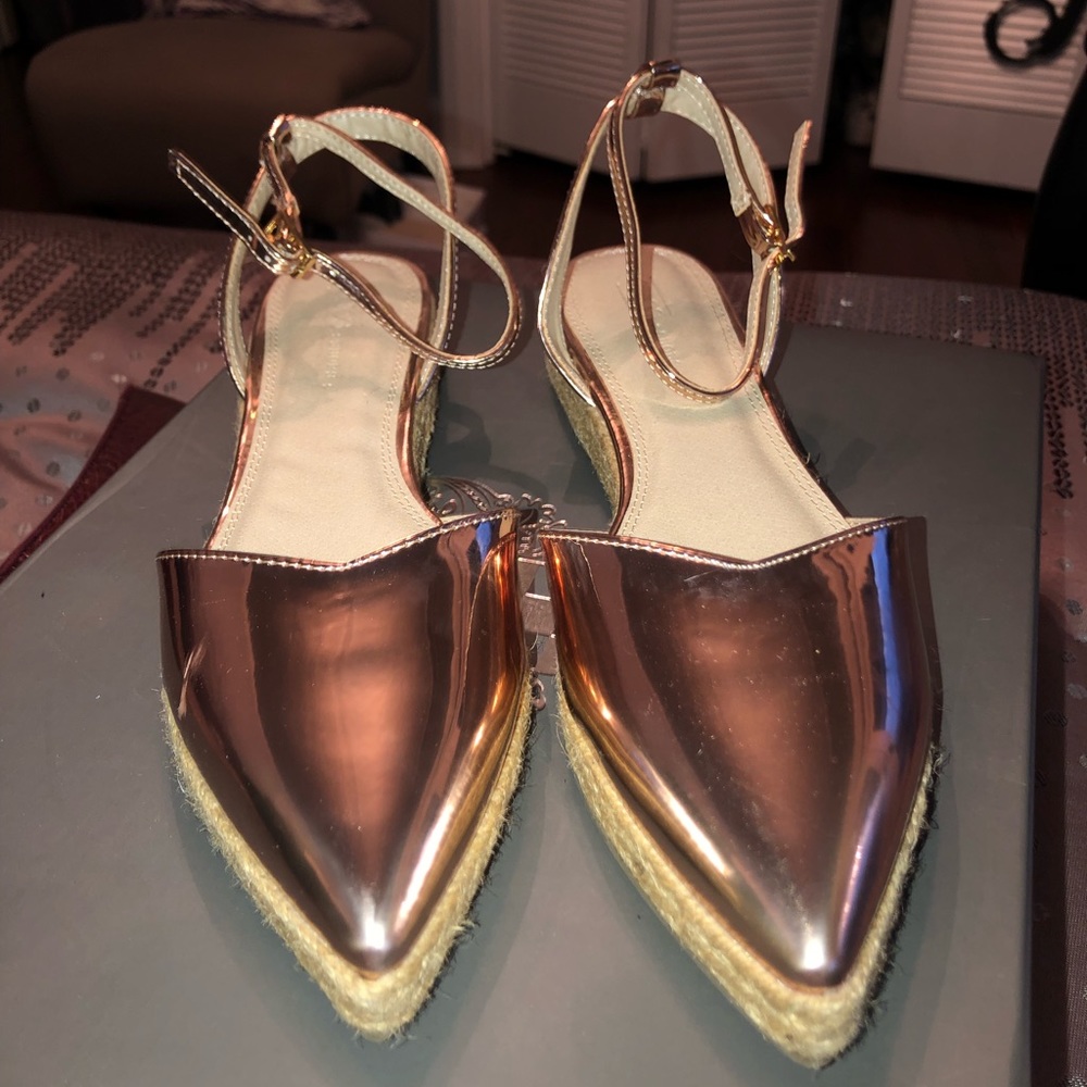 Rose Gold Pointed Flats by ASOS